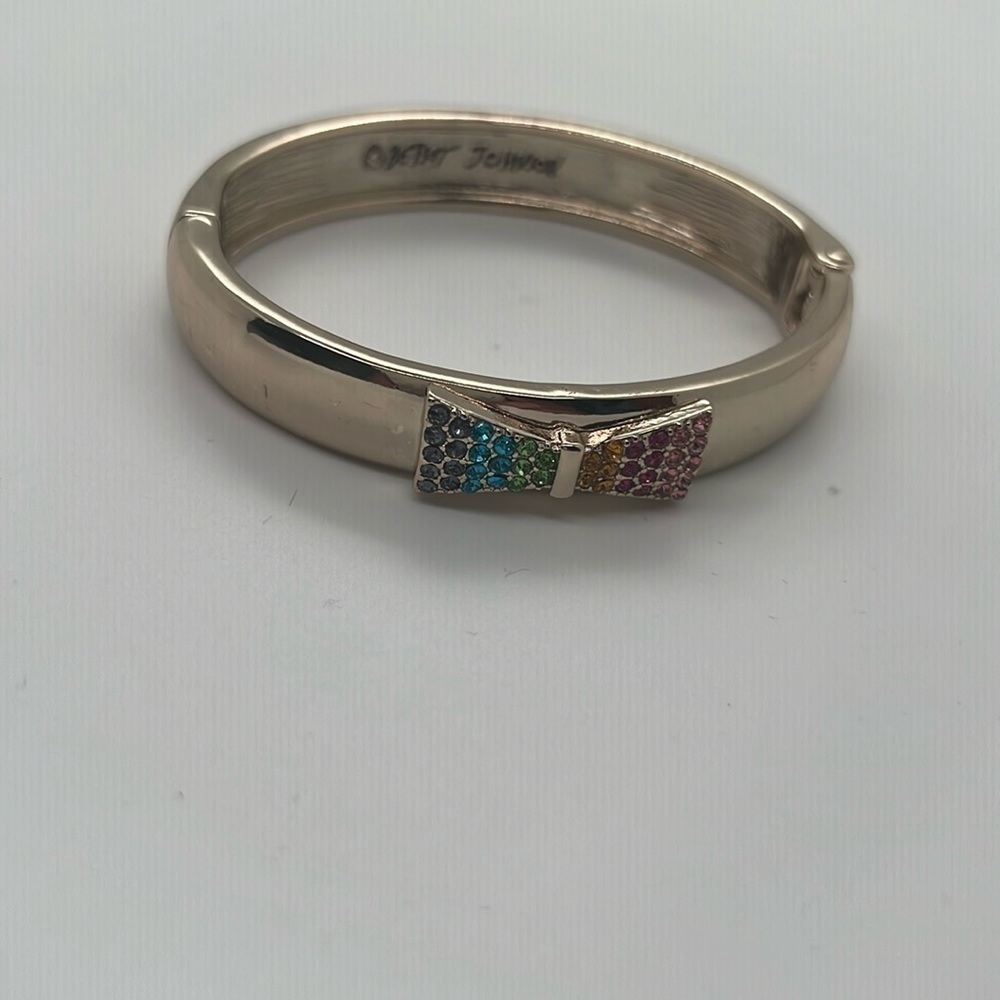 Betsy Johnson, rainbow bowtie hinged bracelet